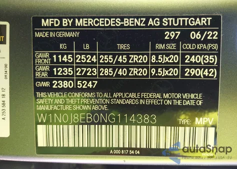 2022 Mercedes-Benz Glc 300 4Matic Coupe from USA, damaged, VIN W1N0J8EB0NG114383